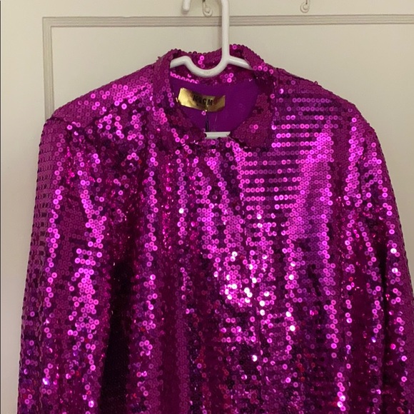 NWT MSGM pink sequins button down shirt size: 46 - Picture 2 of 13